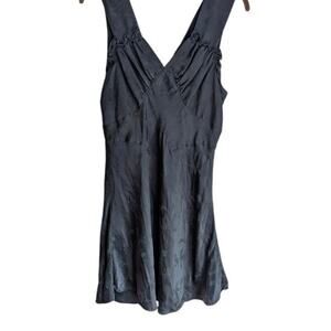 Reformation Par Black Satin Midi Dress